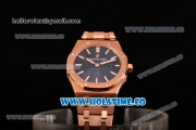 Audemars Piguet Royal Oak 33MM Miyota Quartz Rose Gold Case/Bracelet with Blue Dial and Stick Markers (EF)