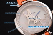 Cartier Le Cirque Animalier de Cartier Swiss Quartz Steel Case with White MOP Dial and Orange Leather Strap