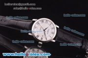 Patek Philippe Swiss ETA 2836 Automatic Steel Case with White Dial and Black Leather Strap