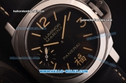 Panerai Luminor Marina Fu PAM 366 Swiss ETA 6497 Manual Winding Steel Case with Black Dial and Black Leather Strap