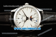 Jaeger-LECoultre Master Calendar Miyota 9015 Automatic Steel Case White Dial With Stick Markers Black Leather Strap (JH)