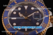 Rolex Submariner Miyota 9015 Automatic Yellow Gold/Steel Case with Blue Dial and White Dot Markers (BP)