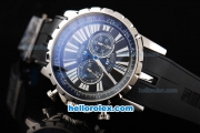 Roger Dubuis Excalibur Chronograph Quartz Movement Steel Case with Black Dial and Black Rubber Strap