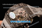 Richard Mille RM 11-09 Chrono Swiss Valjoux 7750 Automatic Carbon Fiber Case with Skeleton Dial Arabic Numeral and White Rubber Strap - 1:1 Original(KV)