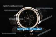 IWC Portuguese Chrono Miyota Quartz Steel Case with Black Dial Black Leahter Strap and Arabic Numeral Markers