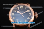 Zenith Pilot Type 20 Extra Special Miyota 9015 Automatic Rose Gold Case with Black Dial Number Markers and Brown Leather Strap - 1:1 Original