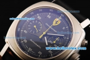 Ferrari & Panerai Chronograph Swiss Valjoux 7750 Automatic Movement Steel Case with Black Dial and Leather Strap