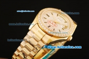 Rolex Day-Date II Automatic Movement Gold Case/Strap with Diamond Dial and Diamond Bezel