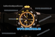 Richard Mille RM028 Swiss Valjoux 7750 Automatic PVD Case with Skeleton Dial and Black Rubber Strap - Yellow Inner Bezel