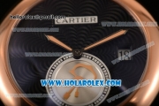 Cartier Rotonde De Miyota Quartz Rose Gold Case/Bracelet with Black Dial