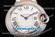 Cartier Ballon Bleu De Small Swiss Quartz Rose Gold/Steel Case with White Dial Diamonds Bezel and Roman Numeral Markers