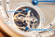 Cartier Calibre Swiss Tourbillon Manual Winding Movement Rose Gold Case with Brown Leather Strap