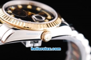 Rolex Day Date Oyster Perpetual Swiss ETA 2836 Automatic Movement Two Tone with Black Dial-Gold Bezel and Diamond Markers