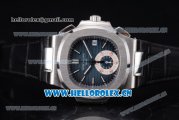 Patek Philippe Nautilus Clone PP 315 Automatic Steel Case with Blue Dial Stick/Arabic Numeral Markers and Black Leather Strap (BP)