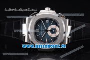 Patek Philippe Nautilus Clone PP 315 Automatic Steel Case with Blue Dial Stick/Arabic Numeral Markers and Black Leather Strap (BP)