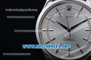 Rolex Cellini Clone Rolex 3132 Automatic Steel Case with Silver Dial Brown Leather Strap - (BP)