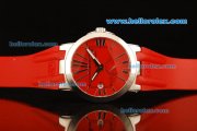Ulysse Nardin Dual Time Automatic Movement Steel Case with Red Dial and Red Rubber Strap Ulysse Nardin Dual Time Automatic Movement Steel Case with Red Dial and Red Rubber Strap