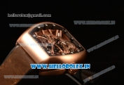 Franck Muller Vanguard Miyota Automatic Copy Tourbillon Rose Gold Case With Skeleton Dial Leather/Rubber Strap