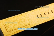Ferrari Chronograph Miyota Quartz Movement Rose Gold Case with White/Yellow Arabic Numerals - Black Leather Strap