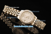 Rolex Datejust Automatic Movement ETA Coating Case with White Dial and Diamond Bezel-Steel Strap