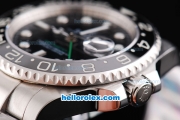 Rolex GMT-Master Oyster Perpetual Swiss ETA 2836 Automatic Movement Ceramic Bezel with Black Dial and White Markers-SS Strap