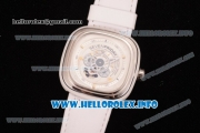 SevenFriday P1-2 Japanese Miyota 8215 Automatic Steel Case with White Dial and White Leather Strap