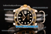 Rolex Submariner Asia Automatic Steel Case with White Dot Markers and Black Dial - Nylon Strap