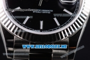 Rolex Day-Date Asia 2813 Automatic Stainless Steel Case/Bracelet with Black Dial and Stick Markers (BP)