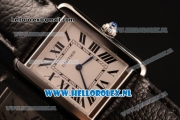 Cartier Tank Solo Swiss Quartz Movement Steel Case with White Dial and Black Leather Strap - 1:1 Origianl (ZF)