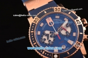Ulysse Nardin Marine Chronograph Quartz Movement RG Case with Black Dial and Blue Bezel-Blue Rubber Strap