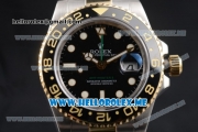 Rolex GMT-Master II Clone Rolex 3186 Automatic Two Tone Case/Bracelet with Black Dial and Dot Markers (BP)