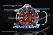 Rolex Submariner Vintage Asia 2813 Automatic Steel Case Red Dial Dot Markers and Black Nylon Strap