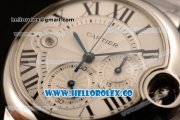 Cartier Ballon Bleu De Chrono Swiss Valjoux 7750 Automatic Steel Case with White Dial and Steel Bracelet - (H)