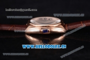Cartier Cle de Cartier Tourbillon Asia Automatic Rose Gold Case with White Dial Roman Numeral Markers and Brown Leather Strap