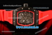 Richard Mille RM 055 Bubba Watson Tourbillon Manual Winding PVD Case with Skeleton Dial Dot Markers and Red Rubber Strap