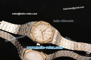 Audemars Piguet Royal Oak Swiss ETA 2824 Automatic Two Tone Case with Two Tone Strap and White Grid Dial - 1:1 Original