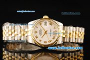 Rolex Datejust Automatic Movement ETA Coating Case with White Dial and Two Tone Strap