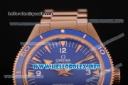 Omega Seamaster 300 Master Co-Axial Clone Omega 8500 Automatic Full Rose Gold with Blue Dial and Stick Markers