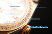 Rolex Datejust Automatic Movement Steel Case with White Dial and Diamond Bezel-Two Tone Strap