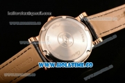 Cartier Rotonde De Miyota Quartz Rose Gold Case with Roman Numeral Markers Rose Gold Dial and Black Leather Strap