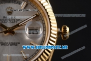 Rolex Day-Date Clone Rolex 3255 Automatic Yellow Gold Case/Bracelet with Silver Dial and Stick Markers