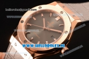 Hublot Classic Fusion 9015 Auto Rose Gold Case with Grey Dial and Grey Leather Strap