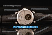 Jaeger-LECoultre Master Tourbillon Manual Winding Steel Case with White Dial and Black Leather Strap