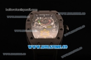 Richard Mille Jean Todt Limited Edition RM 036 Asia Seagull SH Automatic Carbon Fiber Case with Skelton Dial White Markers and Black Rubber Strap