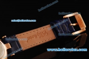 Chopard Swiss ETA Quartz Rose Gold Case with Diamond Bezel and Blue Leather Strap