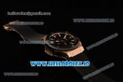 Hublot Aero Bang Chrono Swiss Valjoux 7750 Automatic Rose Gold/PVD Case Black Dial With Stick Markers Black Rubberr Strap