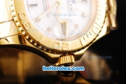 Rolex Yachtmaster Swiss ETA 2836 Automatic Movement Full Gold Case/Strap with White Dial and Diamond Hour Marker