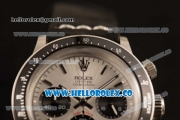 Rolex Daytona Vintage Edition Chrono Miyota OS20 Quartz Steel Case with Silver Dial and Black Leather Strap