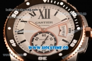 Cartier Calibre de Cartier Diver Swiss ETA 2824 Automatic Two Tone with White Dial Roman Numeral Markers and Rose Gold Bezel (ZF)