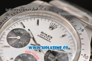 Rolex Daytona Swiss Valjoux 7750 Chronograph Movement White Dial with Silver Stick Marker and Black Subdials-SS Strap